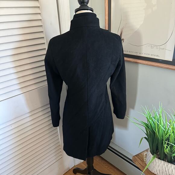 DKNY Womens Coat Wool Ruffle Front Wool Blend Knee Length Winter Whimsigoth | 2P - Picture 6 of 16